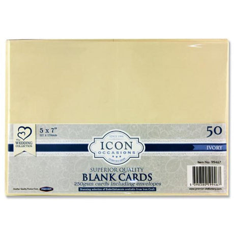 Icon Occasions 5x7 Cards & Envelopes - 250gsm - Ivory - Pack of 50-Craft Paper & Card-Icon|StationeryShop.co.uk