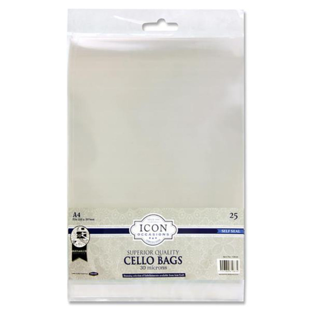 Icon Occasions A4 Self Seal Cello Bags - Pack of 25 | Stationery Shop UK