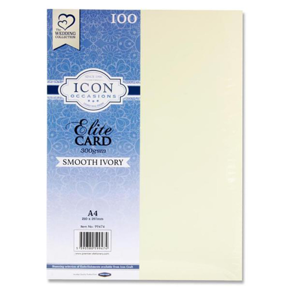 Icon Occasions A4 Smooth Card - 300gsm - Ivory - Pack of 100-Craft Paper & Card-Icon | Buy Online at Stationery Shop