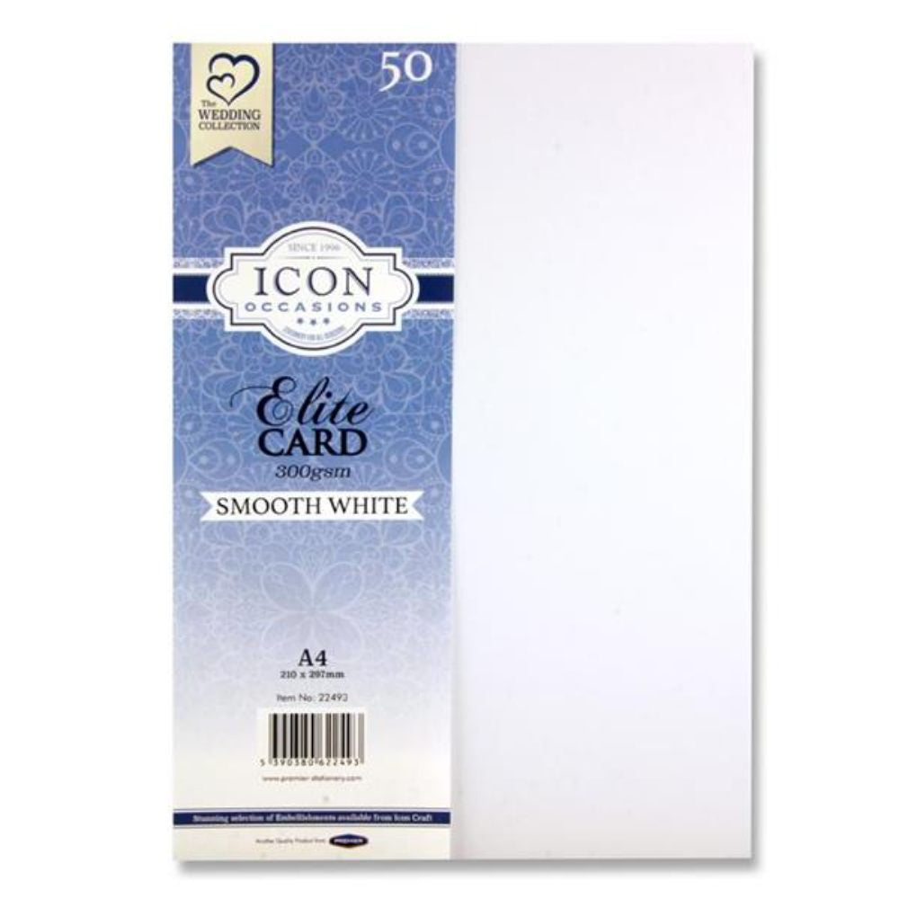 Icon Occasions A4 Smooth Card - 300gsm - White - Pack of 50 | Stationery Shop UK