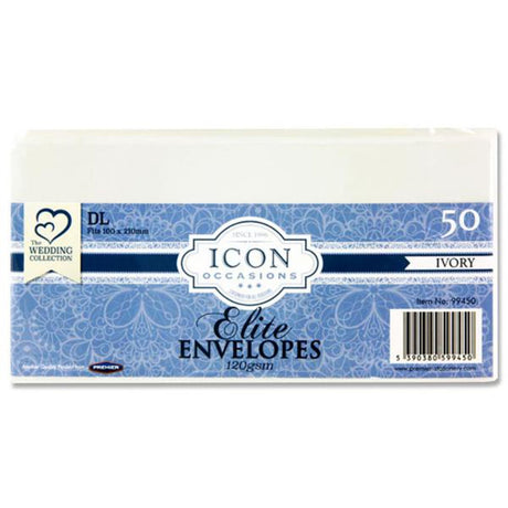 Icon Occasions DL Envelopes - 120gsm - Ivory - Pack of 50 | Stationery Shop UK