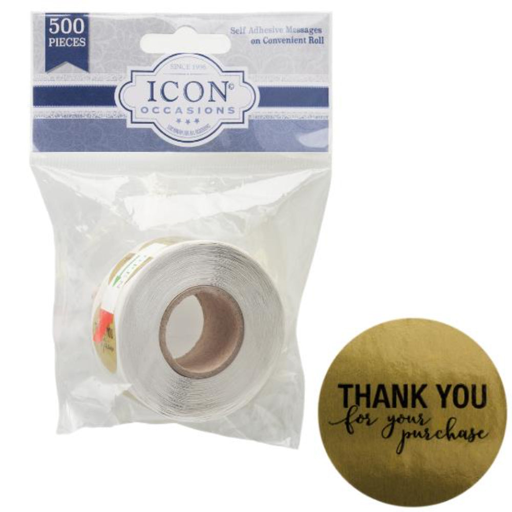 Icon Occasions Stickers Thank You for Your Purchase - 500 pieces | Stationery Shop UK