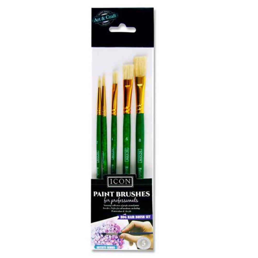 Icon Paint Brush Set - Hog Hair - Pack of 5 | Stationery Shop UK