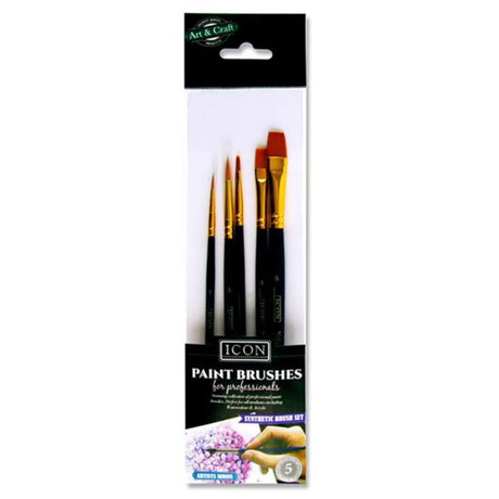 Icon Paint Brush Set - Synthetic - Pack of 5 | Stationery Shop UK
