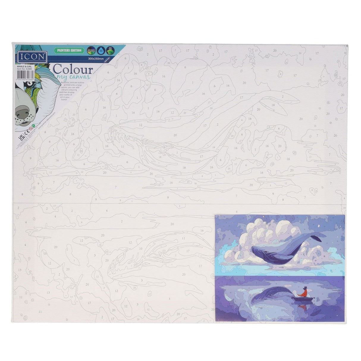 Icon Paint By Numbers Canvas - 300x250mm - Whale & Girl-Colour-in Canvas-Icon | Buy Online at Stationery Shop
