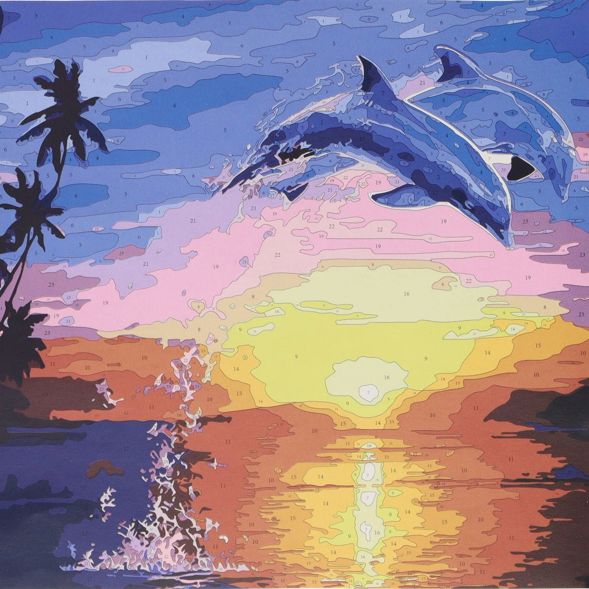 Icon Paint By Numbers Canvas - 300x300mm - Dolphin | Stationery Shop UK