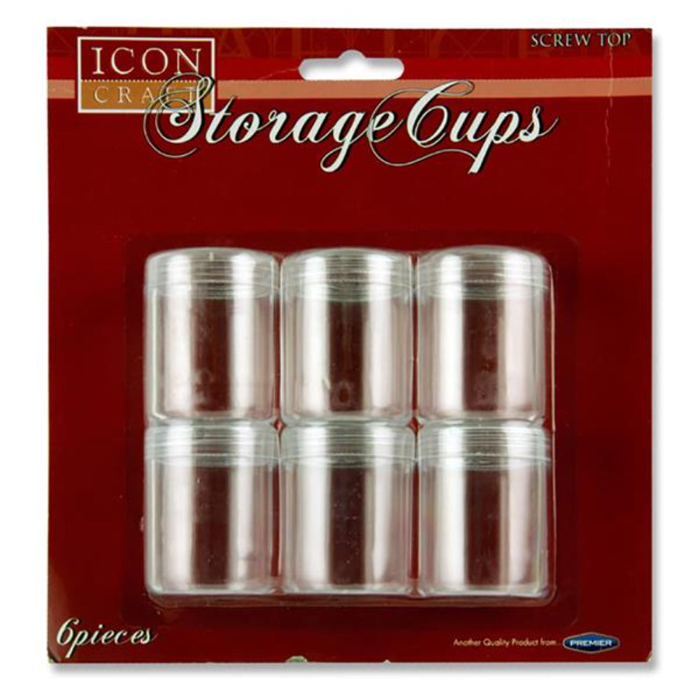 Icon Screw Top Storage Cups - 39mm x 50mm - Pack of 6-Art Storage & Carry Cases-Icon|StationeryShop.co.uk