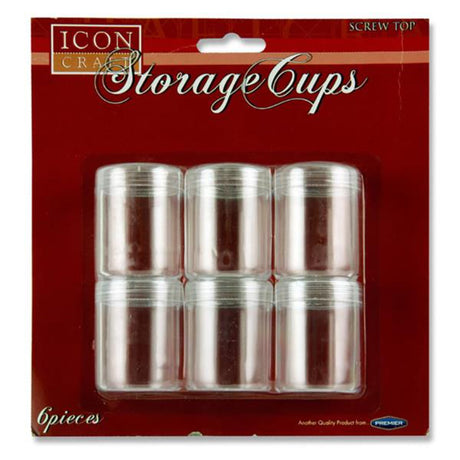 Icon Screw Top Storage Cups - 39mm x 50mm - Pack of 6 | Stationery Shop UK