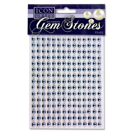 Icon Self Adhesive Gem Stones - 6mm - Pearl - Silver - Pack of 210 | Stationery Shop UK