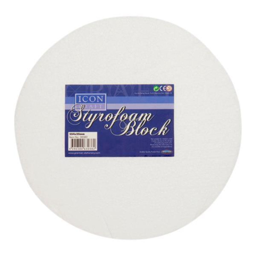 Icon Styrofoam Round Block - 254mm x 25mm-Styrofoam/Polyestyrene-Icon|StationeryShop.co.uk