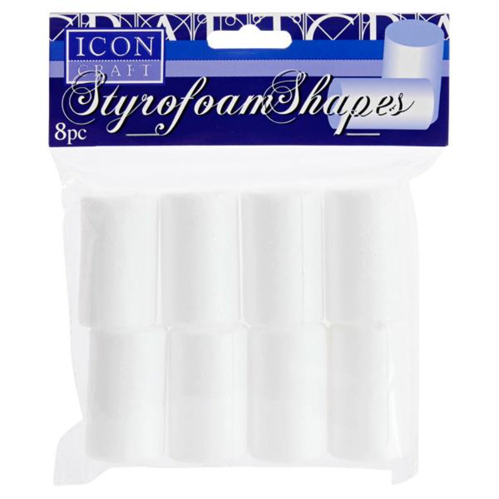 Icon Styrofoam Shapes - 30x50mm Cylinder - Pack of 8 | Stationery Shop UK