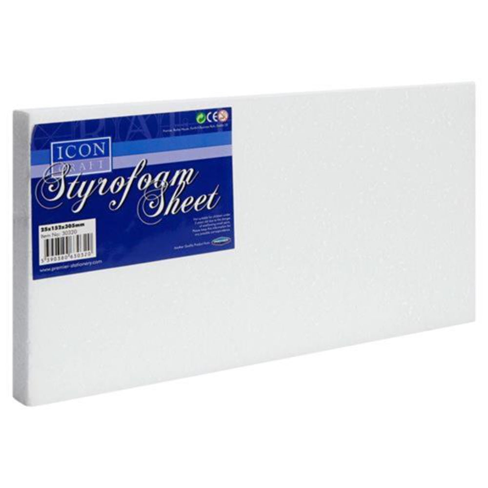 Icon Styrofoam Sheet - 25x152x305mm-Styrofoam/Polyestyrene-Icon|StationeryShop.co.uk