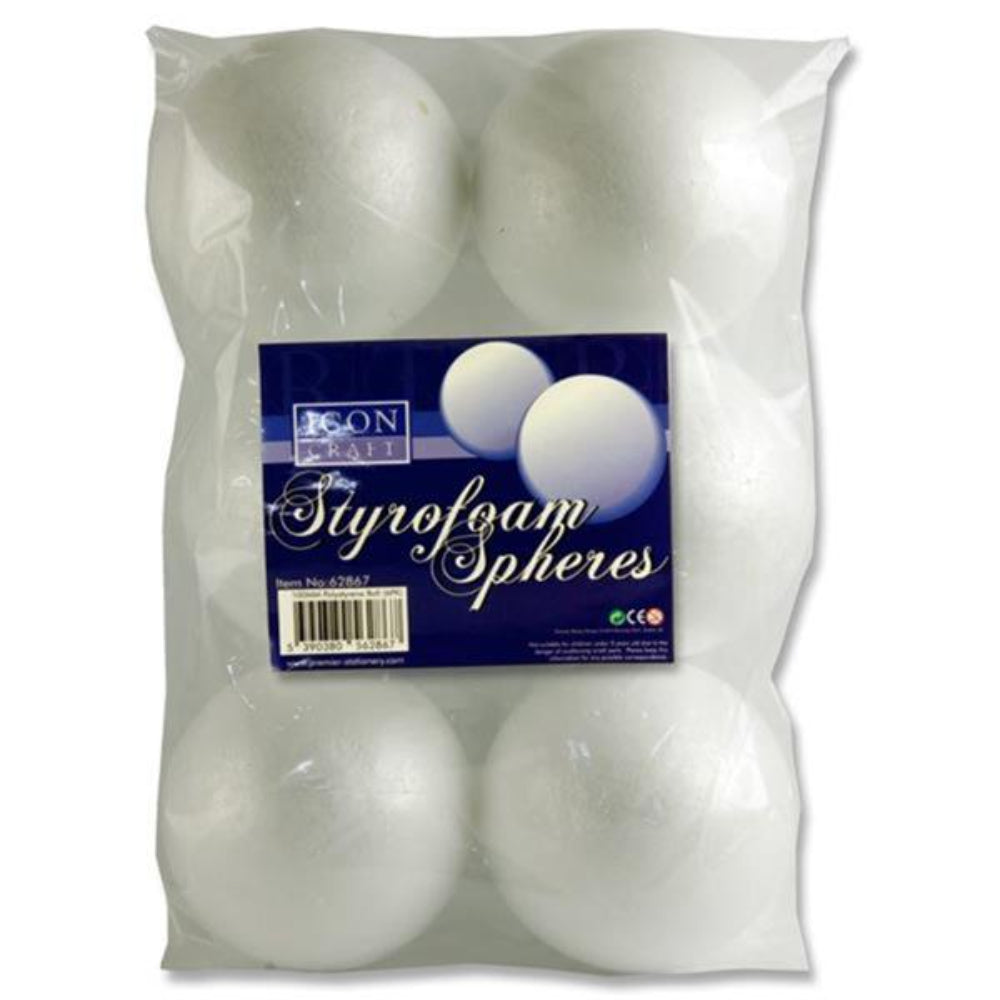 Icon Styrofoam Spheres - 100mm - Pack of 6 | Stationery Shop UK