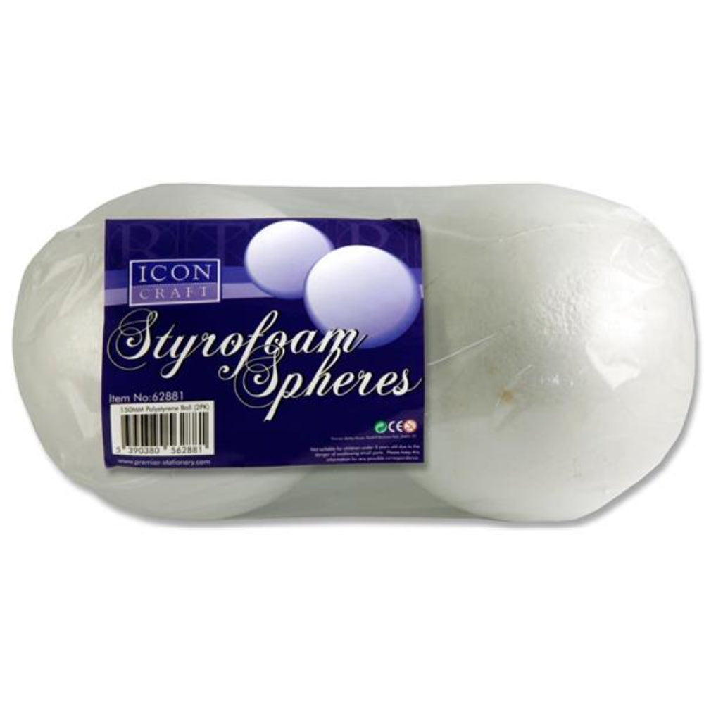 Icon Styrofoam Spheres - 150mm - Pack of 2 | Stationery Shop UK