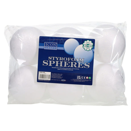 Icon Styrofoam Spheres - 90mm - Pack of 6 | Stationery Shop UK