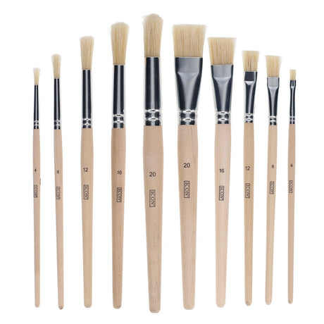 Icon Texture Paint Brush Set - Hog Hair - Pack of 10-Paint Brushes-Icon|StationeryShop.co.uk
