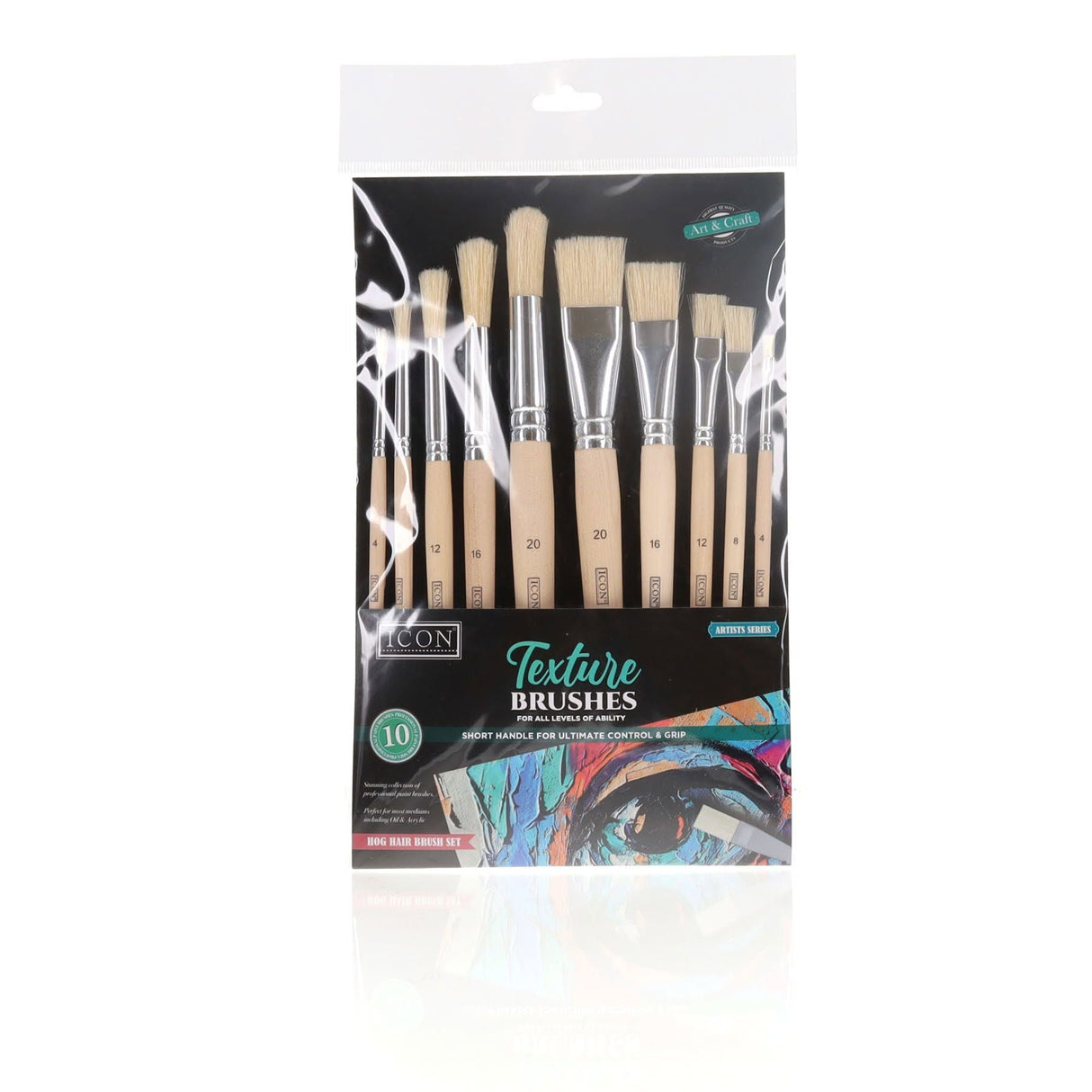 Icon Texture Paint Brush Set - Hog Hair - Pack of 10 | Stationery Shop UK
