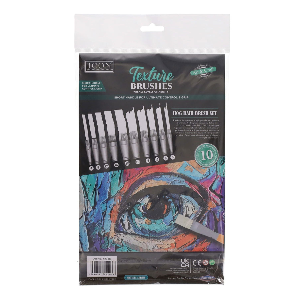 Icon Texture Paint Brush Set - Hog Hair - Pack of 10 | Stationery Shop UK