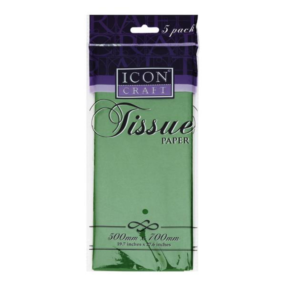 Icon Tissue Paper - 500mm x 700mm - Dark Green - Pack of 5 | Stationery Shop UK