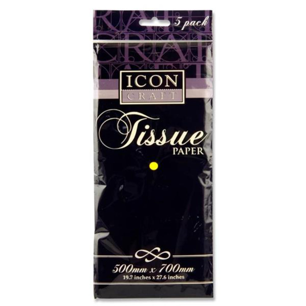 Icon Tissue Paper - 500mm x 700mm - Lemon - Pack of 5 | Stationery Shop UK