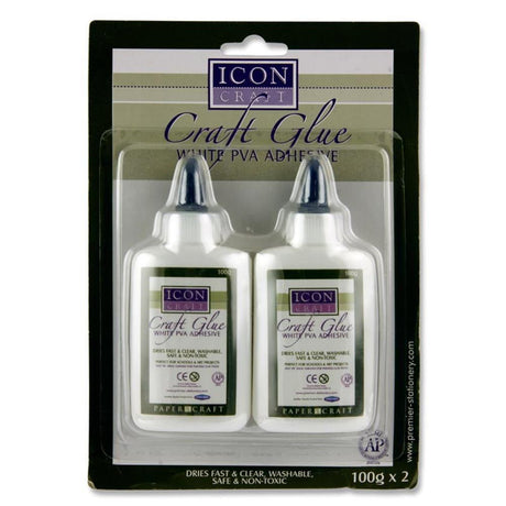 Icon White PVA Craft Glue - Pack of 2 x 100g | Stationery Shop UK