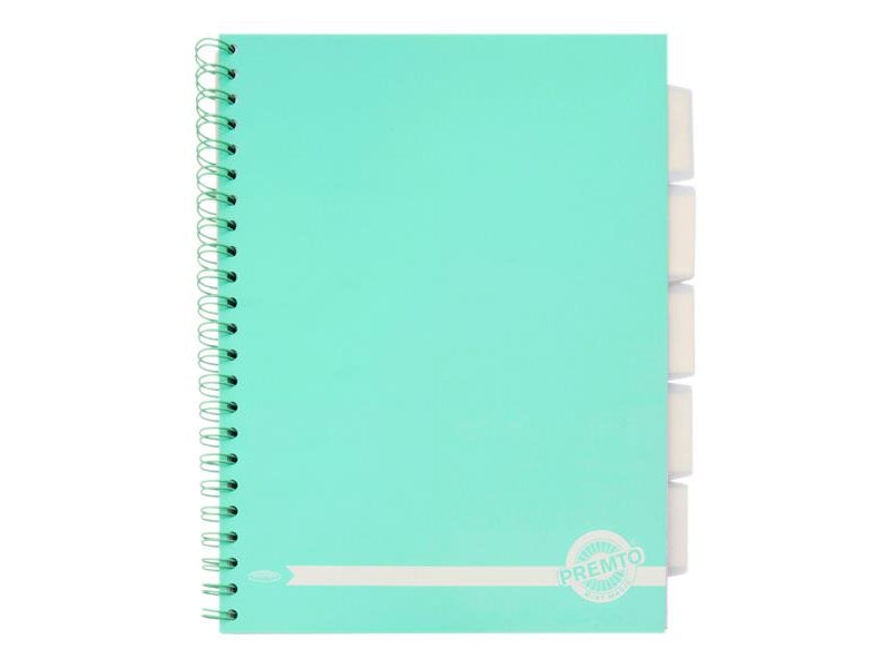 Premto Pastel A4 Wiro Project Book - 5 Subjects - 200 Pages - Mint Magic