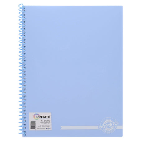 Premto Pastel A4 Spiral Notebook PP - 160 Pages - Cornflower Blue