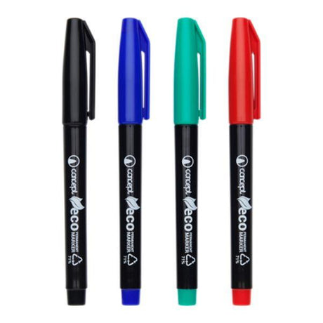 Concept Green Eco Bullet Tip Permanent Markers - Line Width 1-2mm - Box of 4