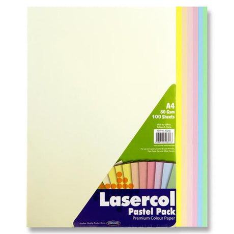Lasercol A4 Colour Paper - 80gsm - Pastel - 100 Sheets | Stationery Shop UK