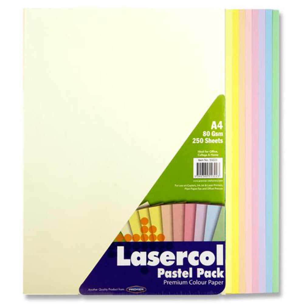 Lasercol A4 Colour Paper - 80gsm - Pastel - 250 Sheets | Stationery Shop UK