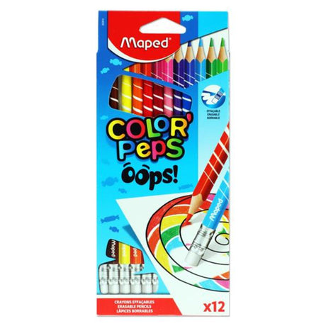 Maped Color'Peps Erasable Colouring Pencils - Oops - Box of 12-Colouring Pencils-Maped|StationeryShop.co.uk