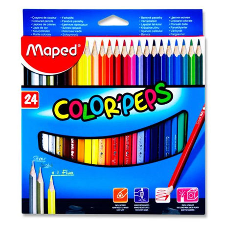 Maped Color'Peps Triangular Colouring Pencils - Pack of 24-Colouring Pencils-Maped | Buy Online at Stationery Shop