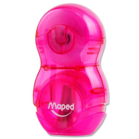 Maped Duo Loopy Sharpener & Eraser - Translucent Pink-Erasers-Maped|StationeryShop.co.uk