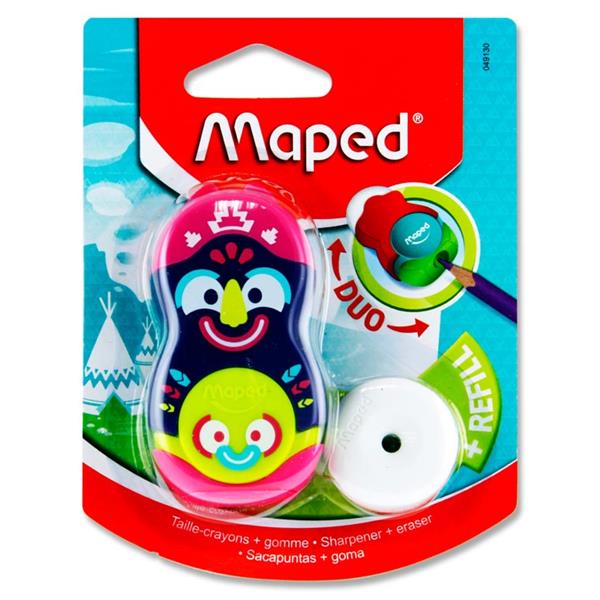 Maped Duo Loopy Sharpener & Eraser with Refill - Purple & Pink-Erasers-Maped|StationeryShop.co.uk