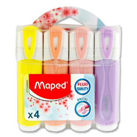 Maped Fluo'peps Pastel Highlighters - Pack of 4-Highlighters-Maped|StationeryShop.co.uk