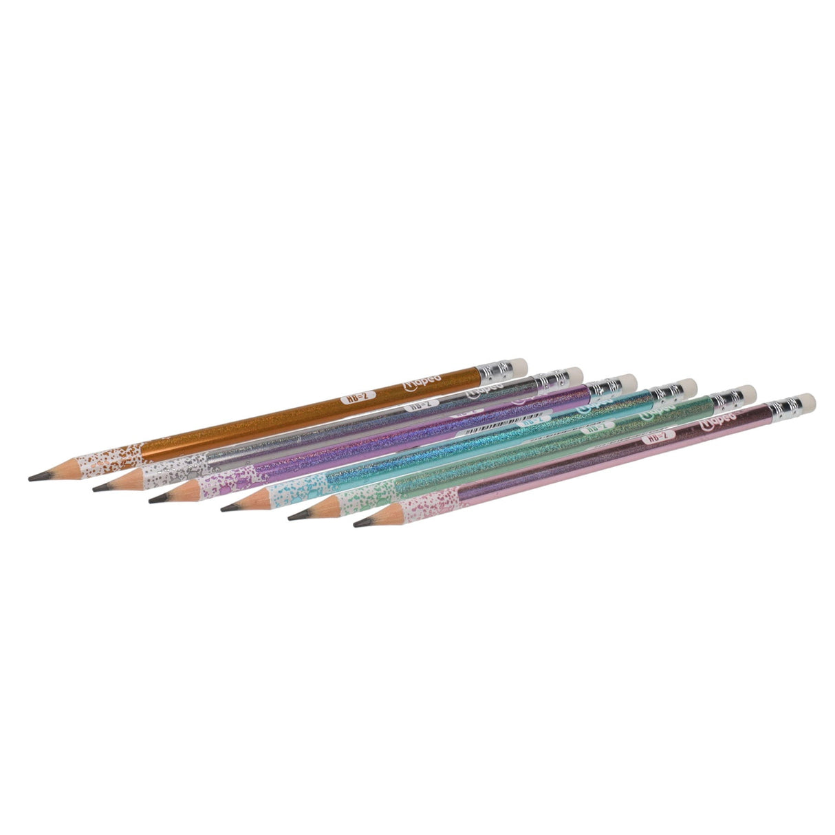 Maped Graph Hb Glitter Pencils with Eraser - Pack of 6-Pencils-Maped|StationeryShop.co.uk