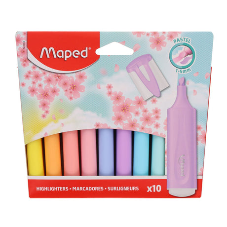 Maped Highlighters - Pastel - Pack of 10 | Stationery Shop UK