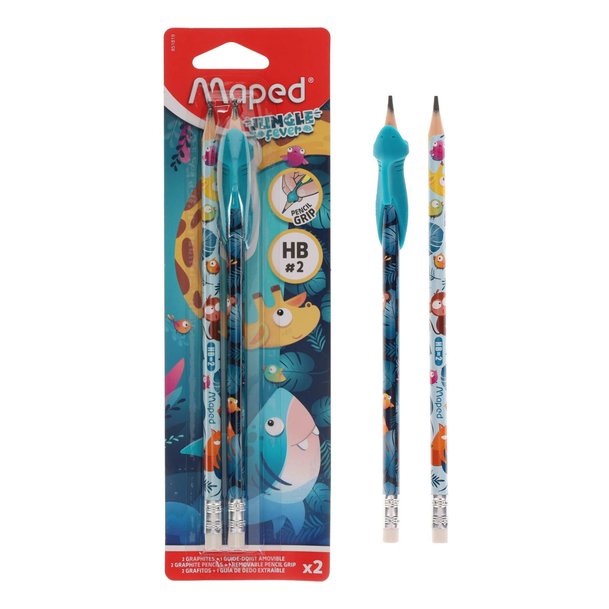 Maped Jungle Fever Pencil With Grip - HB - Pack of 2 | Stationery Shop UK