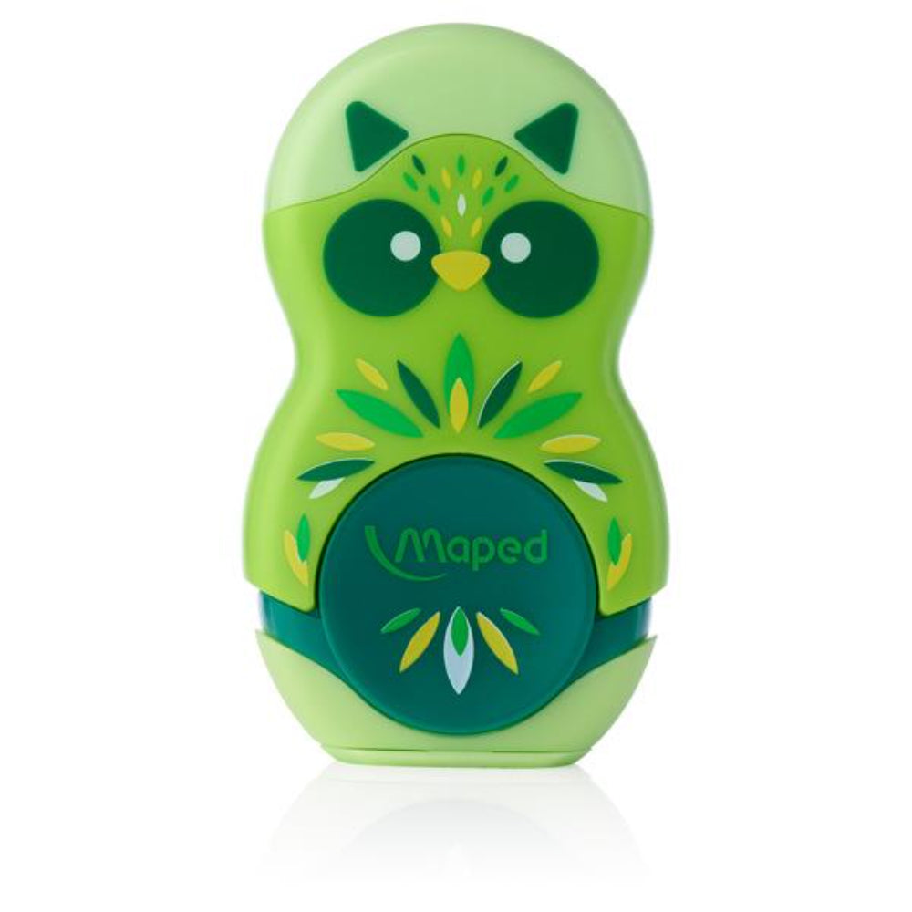Maped Mini Cute Loopy Duo Sharpener & Eraser - Green-Erasers-Maped|StationeryShop.co.uk