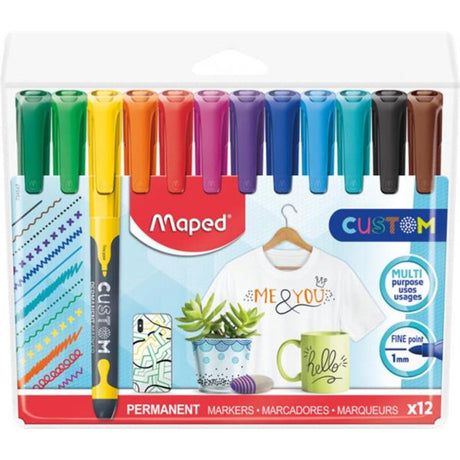 Maped Multi Purpose Fine Point Permanent Markers - Pack of 12-Markers-Maped | Buy Online at Stationery Shop