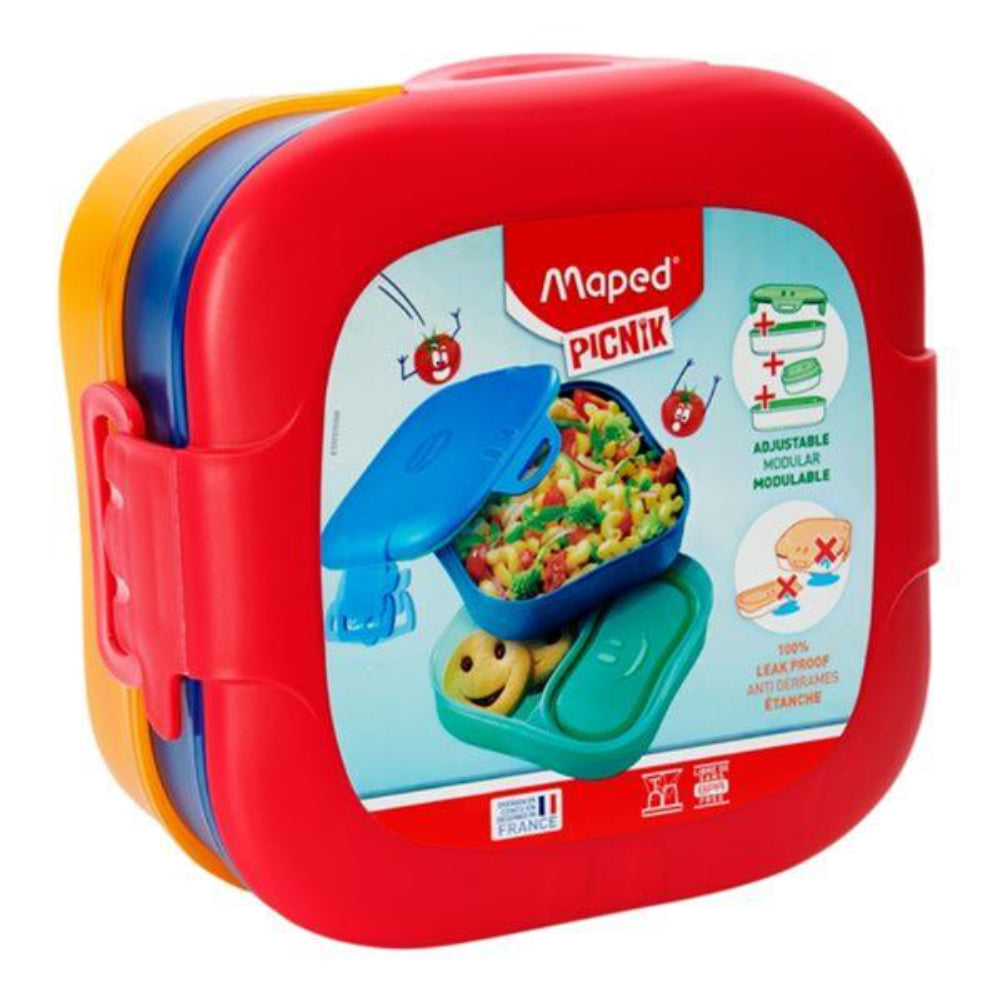 Maped Picnik Kids Leak Proof & Adjustable Lunch Box - Red-Lunch Boxes-Maped|StationeryShop.co.uk