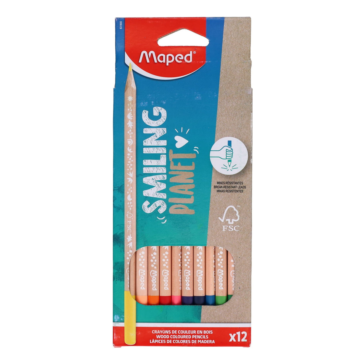 Maped Smiling Planet Colouring Pencils - Pack of 12-Colouring Pencils-Maped | Buy Online at Stationery Shop