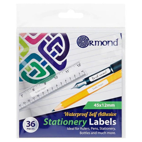 Ormond 45mm x 12mm Waterproof Self Adhesive Stationery Labels - Pack of 36 | Stationery Shop UK