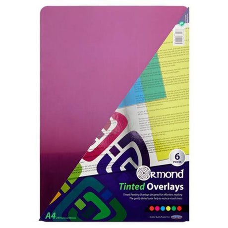 Ormond A4 Visual Memory Aid Tinted Overlays - Set of 6-Tinted Overlays-Ormond|StationeryShop.co.uk