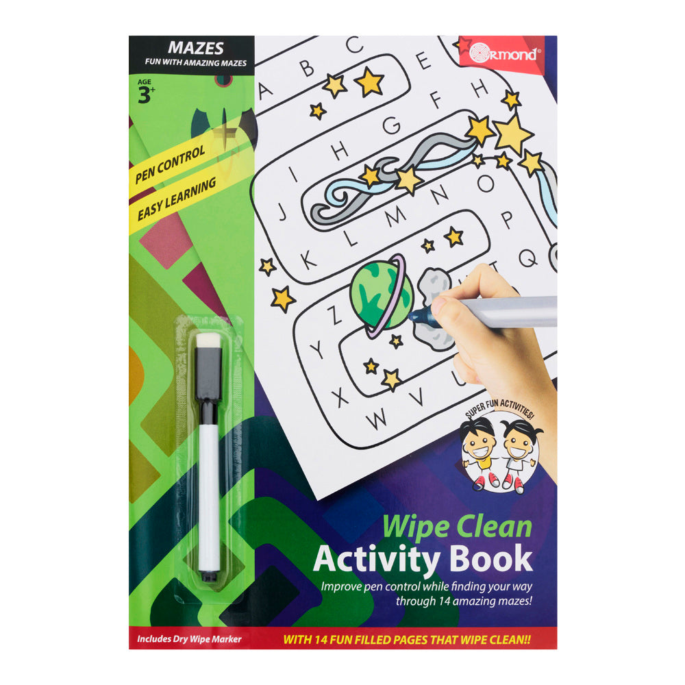 Ormond A4 Wipe Clean Activity Book - 14 Pages - Mazes | Stationery Shop UK