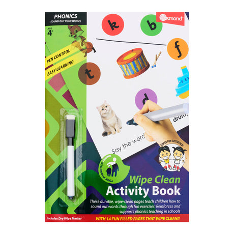 Ormond A4 Wipe Clean Activity Book - 14 Pages - Phonics | Stationery Shop UK