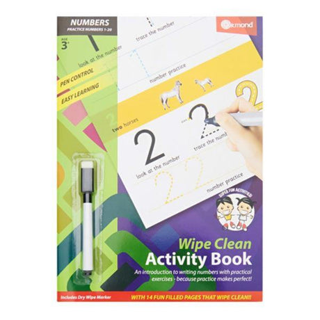 Ormond A4 Wipe Clean Activity Book with Pen - 14 Pages - Numbers 1-20 | Stationery Shop UK
