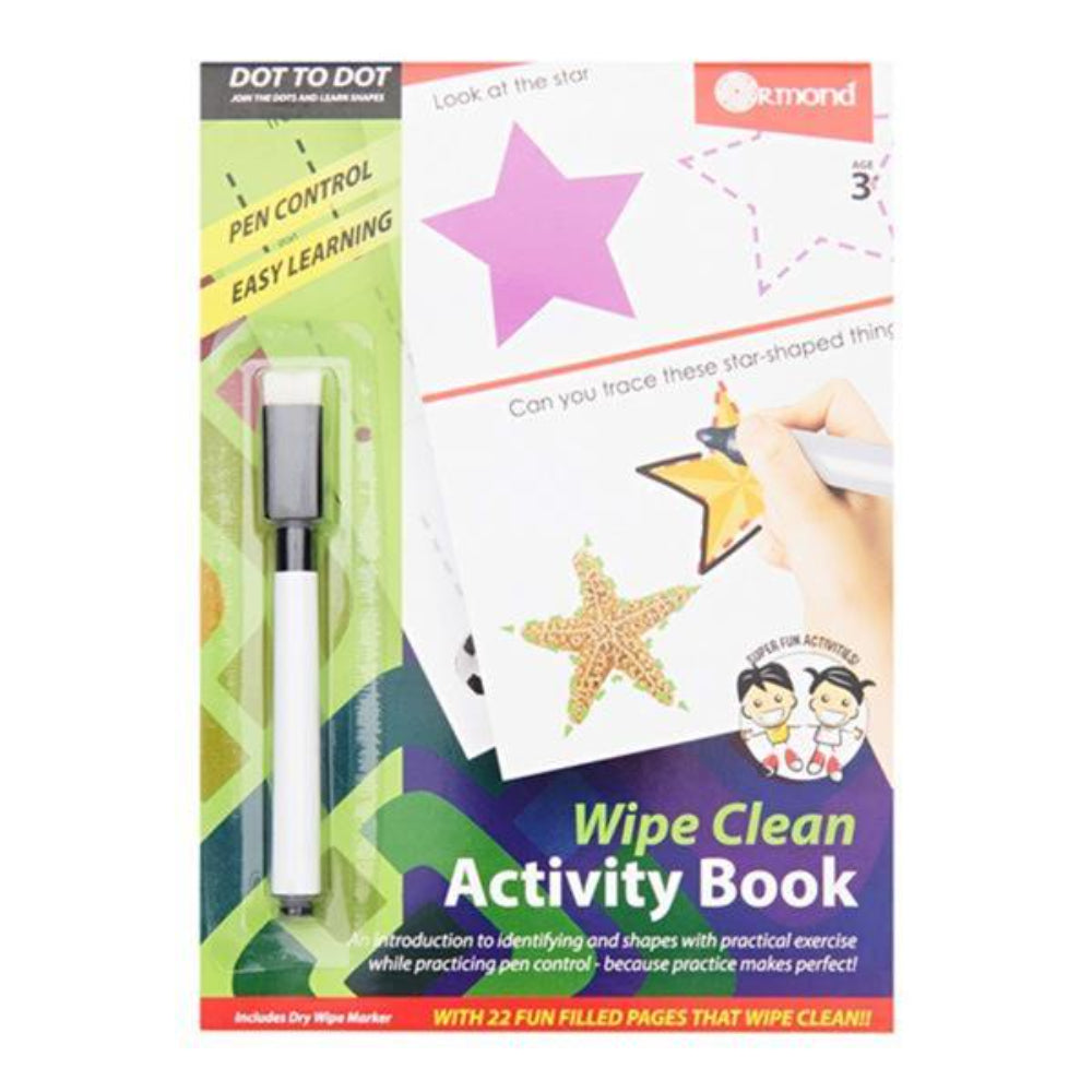 Ormond A5 Wipe Clean Activity Book with Pen - 22 Pages - Dot to Dot-Activity Books-Ormond|StationeryShop.co.uk