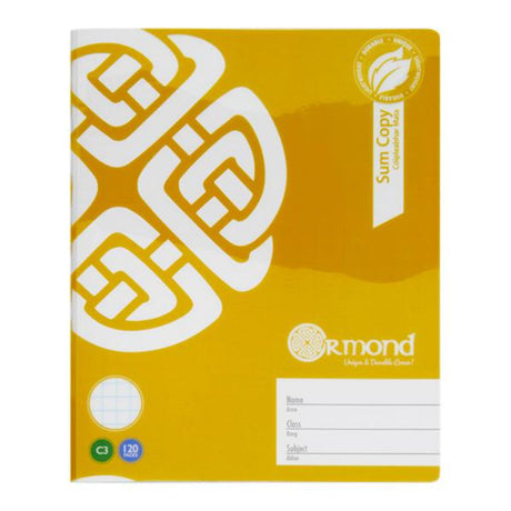 Ormond C3 Durable Cover Sum Copy Book - Squared Paper - 120 Pages - Yellow-Copy Books-Ormond|StationeryShop.co.uk