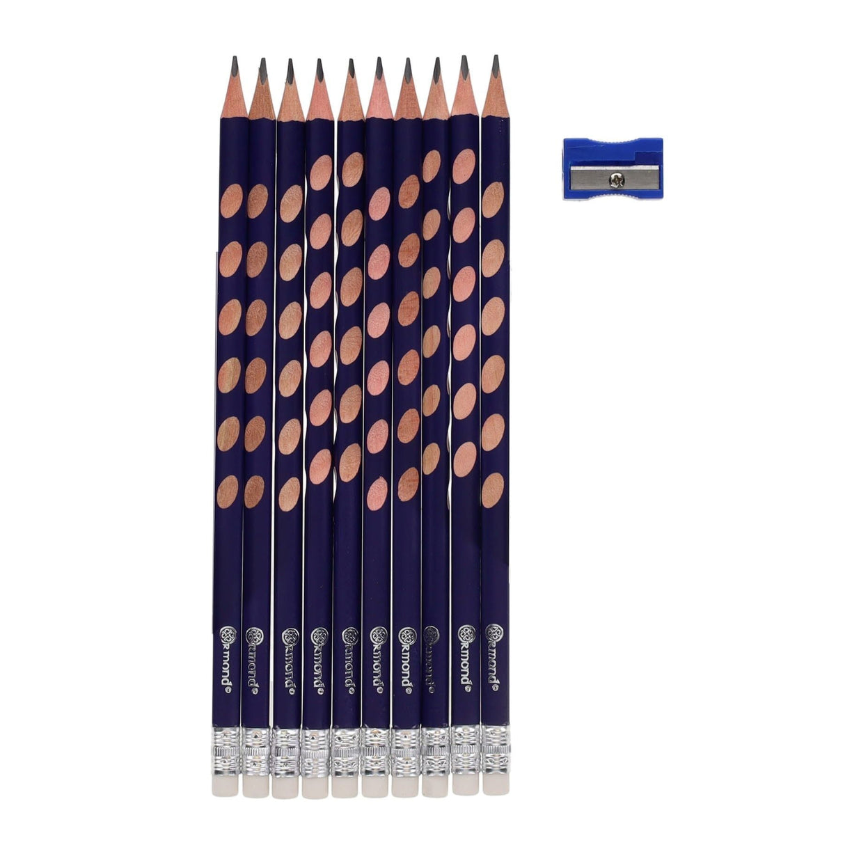 Ormond Finger Fit Hb Triangular Pencils With Sharpener - Pack of 10-Pencils-Ormond|StationeryShop.co.uk